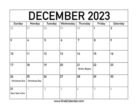 December 2023 Holidays